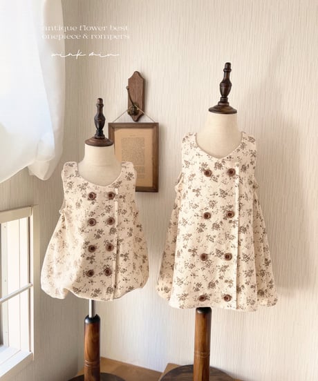 【ラスト販売】antique flower vest onepiece