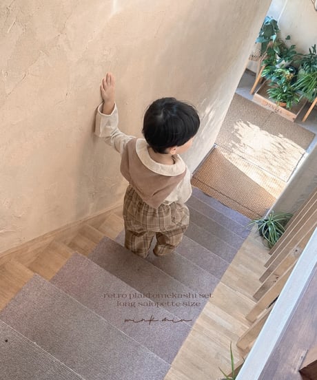 strap design long salopette(retro plaid)