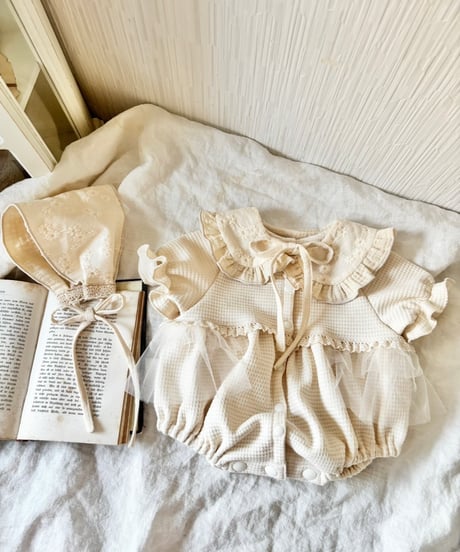 ceremony waffle like tulle frill pumpkin rompers