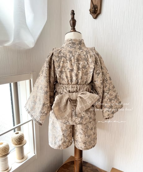 retro kids yukata (half pants/sick rose)