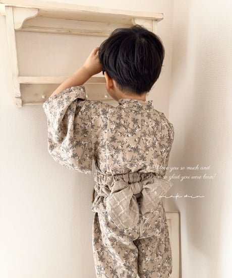 retro kids yukata (half pants/sick rose)