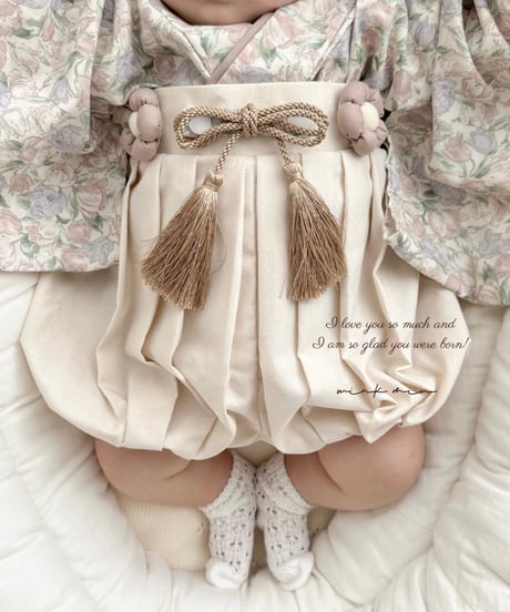 retro baby hakama waist flower 《retro tulip×natural white》