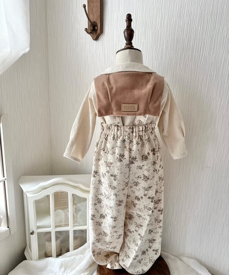strap design long salopette《antique flower》