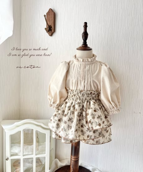 layered frill culotte《corduroy retro flower》