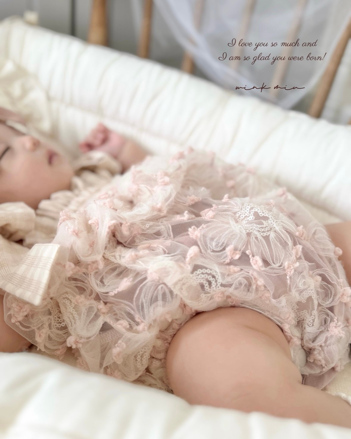 pinky flower tulle rompers dress | wink miu