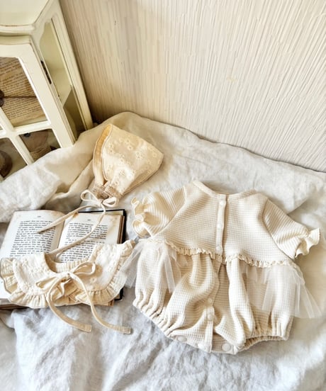 ceremony waffle like tulle frill pumpkin rompers