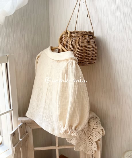 round collar w gauze tops 《long sleeve》