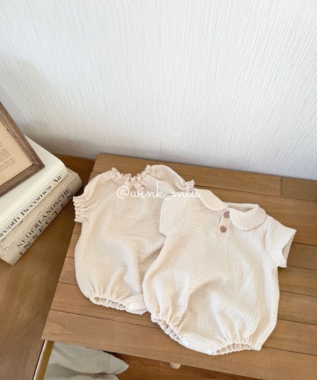 round collar w gauze rompers (short sleeve)