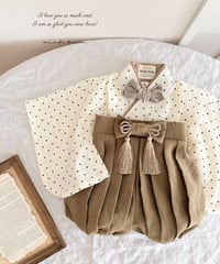 retro baby hakama waist ribbon《dot×mustard》