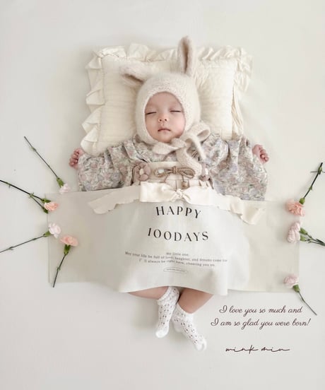 retro baby hakama waist flower 《retro tulip×natural white》