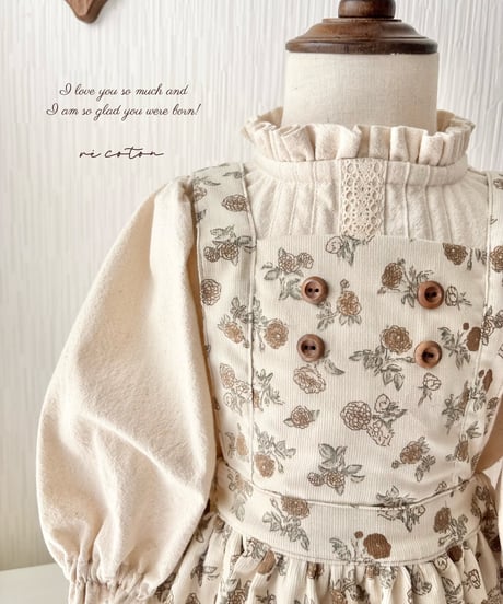 balloon apron onepiece《corduroy retro flower》