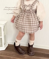 strap ribbon cocoon salopette skirt《gingham plaid》