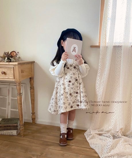 【ラスト販売】antique flower vest onepiece