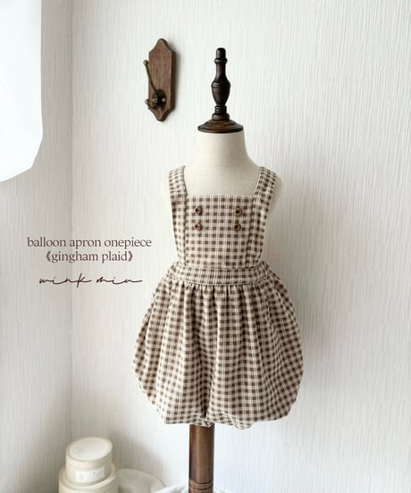 balloon apron onepiece《gingham plaid》