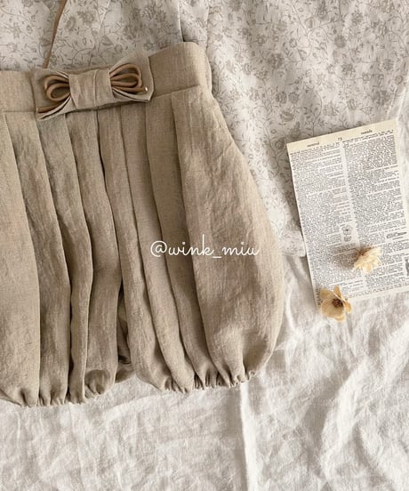 retro baby hakama waist ribbon《shabby flower×beige》