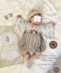 retro baby hakama waist ribbon《leaf coffee×linen beige》