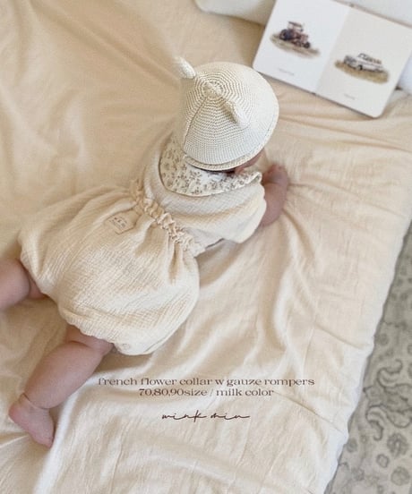 french flower collar w gauze rompers (short sleeve)