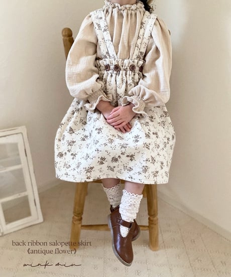 french design neck w gauze blouse《long sleeve》