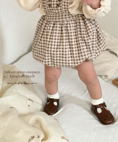 balloon apron onepiece《gingham plaid》