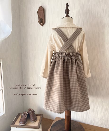 salopette A line skirt《antique plaid purple moca》