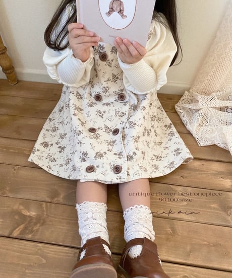 【ラスト販売】antique flower vest onepiece