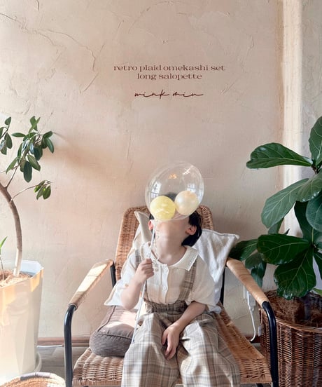 strap design long salopette(retro plaid)