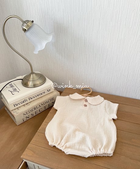 round collar w gauze rompers (short sleeve)
