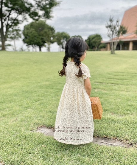 french flower w gauze shirring onepiece