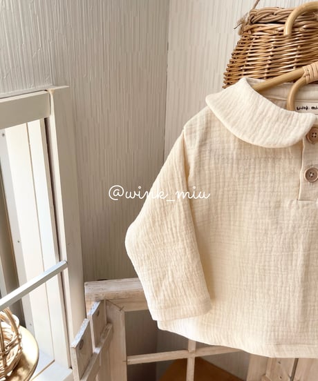 round collar w gauze tops 《long sleeve》