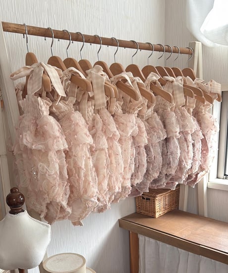 pinky flower tulle rompers dress