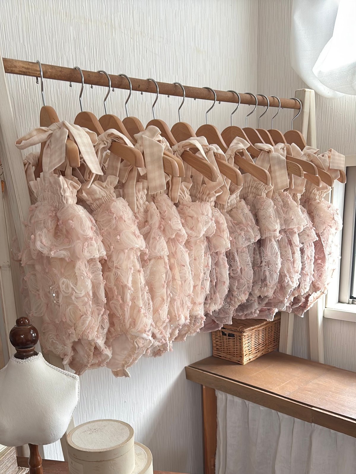 pinky flower tulle rompers dress | wink miu