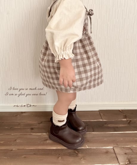 strap ribbon cocoon salopette skirt《gingham plaid》