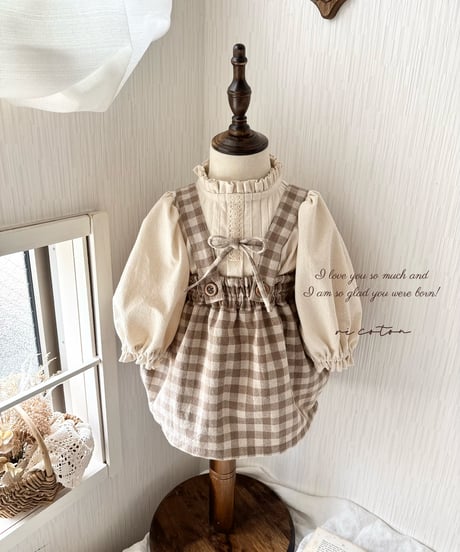 strap ribbon cocoon salopette skirt《gingham plaid》