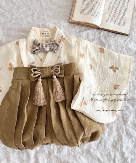 retro baby hakama waist ribbon《retro lemon×mustard》