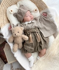 retro baby hakama waist ribbon《gingham plaid coffee×antique moca》