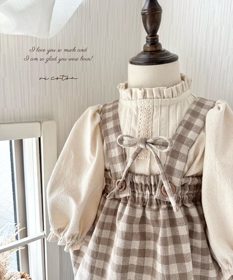 retro frill neck tak volume sleeve blouse