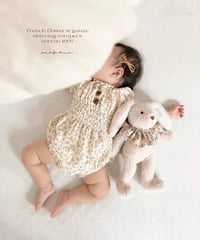 french flower w gauze shirring rompers