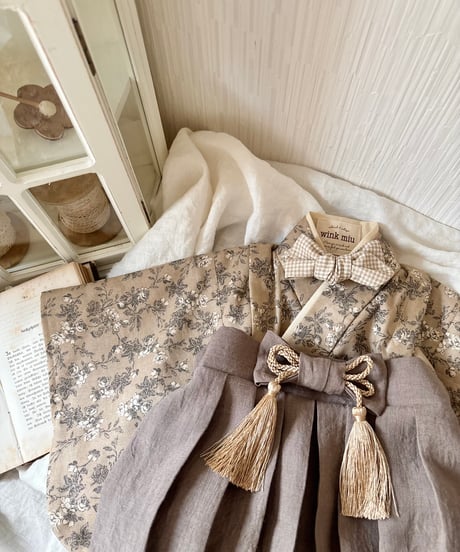 retro baby hakama waist ribbon《sick flower×purple moca》