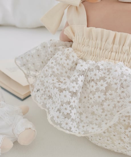 cream daisy tulle rompers dress