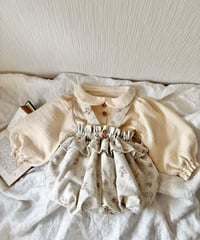 frill waist balloon pumpkin salopette《misty green flower》