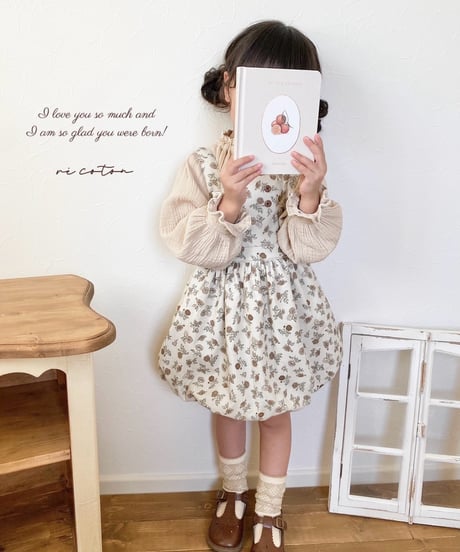 balloon apron onepiece《corduroy retro flower》