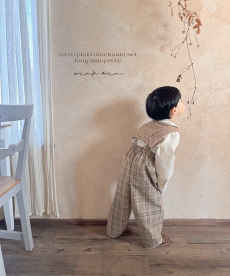 strap design long salopette(retro plaid)