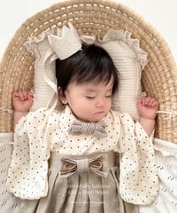 retro baby hakama waist ribbon《dot×beige》