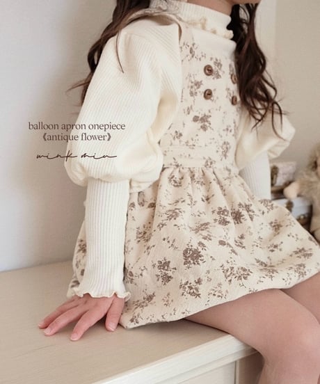 balloon apron onepiece《antique flower》