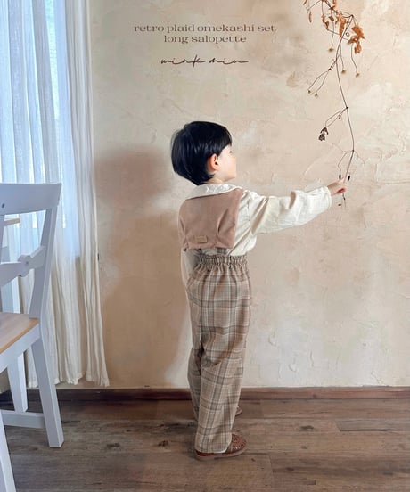 strap design long salopette(retro plaid)