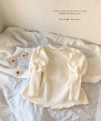 puff sleeve lib knit tops