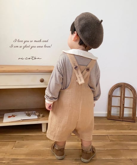 salopette half pants《pumpkin beige》