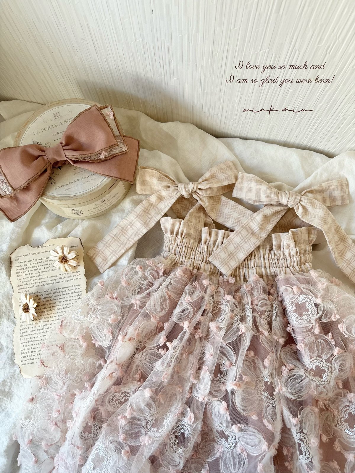 ワンピース mmeeme Flower tulle mini onepiece pinky flower tulle