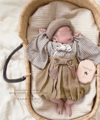 retro baby hakama waist ribbon《gingham plaid coffee×mustard》