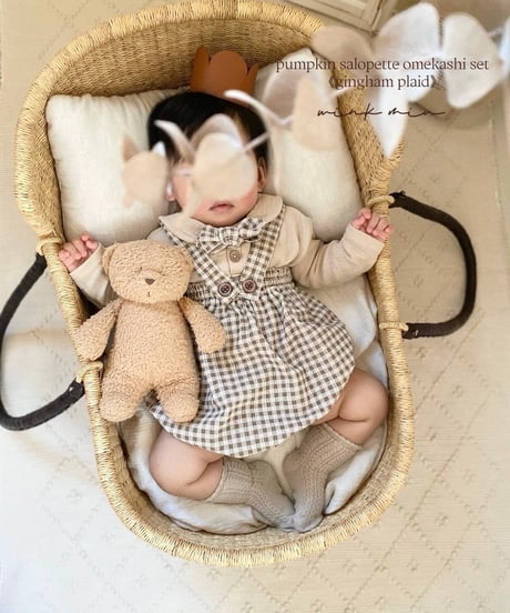 pumpkin salopette omekashi set《gingham plaid》